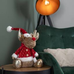 Samuel Alexander 45cm Sitting Plush Golden Dancer Christmas Reindeer Decoration in Beige - thumbnail 2