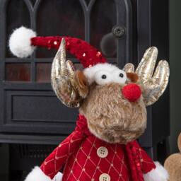 Samuel Alexander 45cm Sitting Plush Golden Dancer Christmas Reindeer Decoration in Beige - thumbnail 4