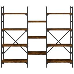 Berkfield Home Bookshelf Smoked Oak 160x28.5x136.5 cm Engineered Wood in Brown - thumbnail 5