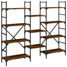 Berkfield Home Bookshelf Smoked Oak 160x28.5x136.5 cm Engineered Wood in Brown - thumbnail 2