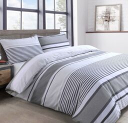 Velosso Cheswick Twin Pack Duvet Cover & Pillowcase Set - Printed Cotton Rich in Grey - Size: King - thumbnail 3