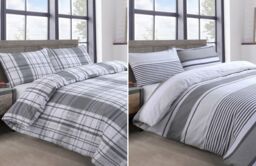 Velosso Cheswick Twin Pack Duvet Cover & Pillowcase Set - Printed Cotton Rich in Grey - Size: King - thumbnail 1