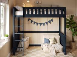Flair Bea Wooden High Sleeper in Blue - Size: Single - thumbnail 2