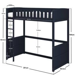 Flair Bea Wooden High Sleeper in Blue - Size: Single - thumbnail 3