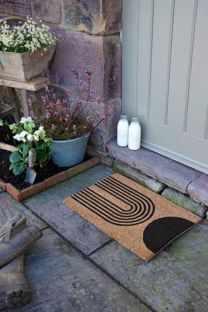 Artsy Mats Abstract Half Moon Design Doormat in Grey - Size: 40 cm x 60 cm - image 1