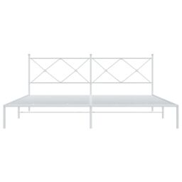 Berkfield Home Metal Bed Frame without Mattress with Headboard White 193x203cm - Size: 193x203 cm - thumbnail 4