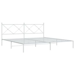 Berkfield Home Metal Bed Frame without Mattress with Headboard White 193x203cm - Size: 193x203 cm - thumbnail 3