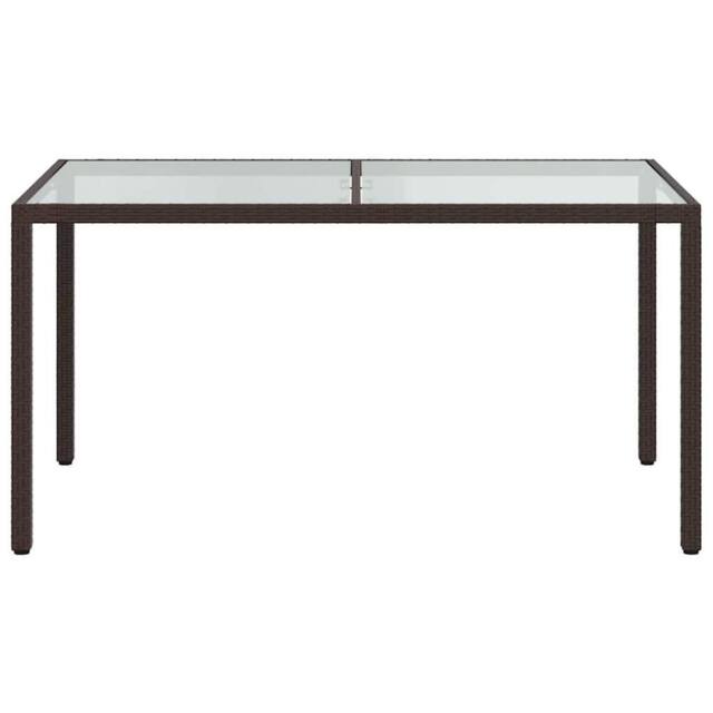 Berkfield Home Garden Table 150x90x75 cm Tempered Glass & Poly Rattan Brown - Size: 150 x 90 x 75 cm - image 1