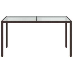 Berkfield Home Garden Table 150x90x75 cm Tempered Glass & Poly Rattan Brown - Size: 150 x 90 x 75 cm - thumbnail 1