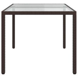 Berkfield Home Garden Table 150x90x75 cm Tempered Glass & Poly Rattan Brown - Size: 150 x 90 x 75 cm - thumbnail 4
