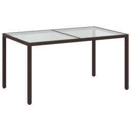 Berkfield Home Garden Table 150x90x75 cm Tempered Glass & Poly Rattan Brown - Size: 150 x 90 x 75 cm - thumbnail 3