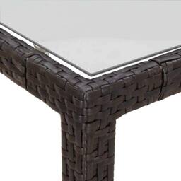 Berkfield Home Garden Table 150x90x75 cm Tempered Glass & Poly Rattan Brown - Size: 150 x 90 x 75 cm - thumbnail 6