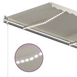 Berkfield Home Manual Retractable Awning with LED 450x350 cm Cream - thumbnail 5