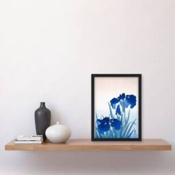 Artery8 Ohara Koson Framed Wall Art Print Blue Iris Flowers Floral Japan - Size: A4 - thumbnail 2