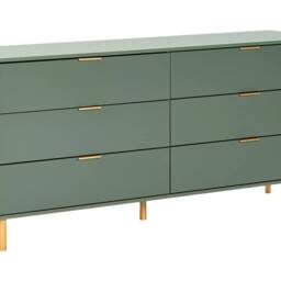 Wyld and Coco 6-Drawer Chest with Green-Gold Accents and Solid Wood Legs in Green - thumbnail 2