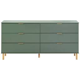 Wyld and Coco 6-Drawer Chest with Green-Gold Accents and Solid Wood Legs in Green - thumbnail 5