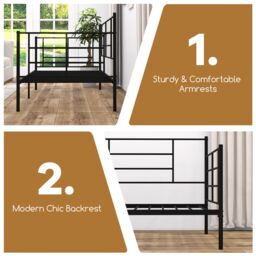 Costway Single Size Metal Sofa Bed Single Platform Bed Daybed with Arms & Back in Black - thumbnail 6