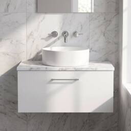 Balterley Level 800mm Wall Hung 1 Drawer Unit & Laminate Worktop - Gloss White - thumbnail 6