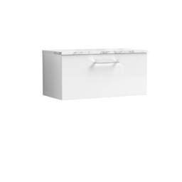 Balterley Level 800mm Wall Hung 1 Drawer Unit & Laminate Worktop - Gloss White - thumbnail 1