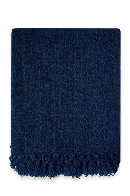 New Edge Blinds Camilla Collection Chenille Throw in Mid Navy - Size: 127 cm x 152 cm - image 1