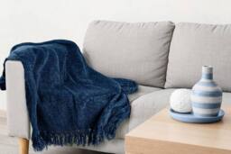New Edge Blinds Camilla Collection Chenille Throw in Mid Navy - Size: 127 cm x 152 cm - thumbnail 3