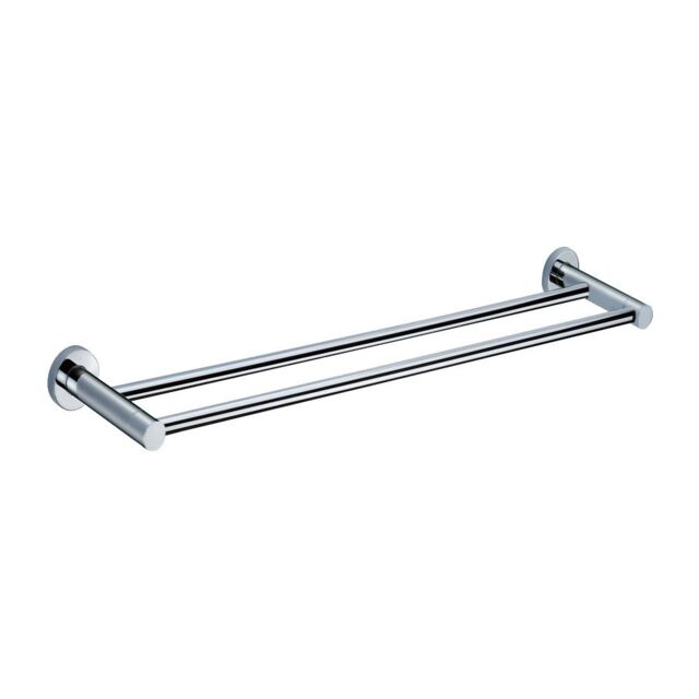 Nes Home Wall Mounted Round Double Towel Bar Chrome in Metallic Silver - image 1