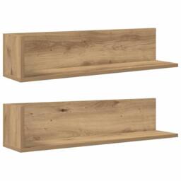 Berkfield Home Wall Shelves 2 pcs Artisan Oak 75x16.5x16.5 cm Engineered Wood in Brown - thumbnail 2