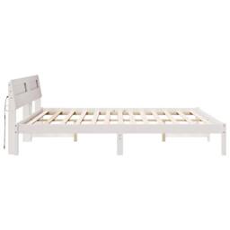 Berkfield Home with LED Strip Lights with Headboard White 200 x 200 cm Wood - thumbnail 6