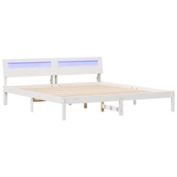 Berkfield Home with LED Strip Lights with Headboard White 200 x 200 cm Wood