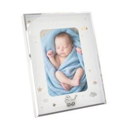 Happy Homewares Grandson Silver Plated 4x6 Frame with Gold & Silver Stars & Clouds - thumbnail 2