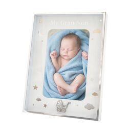 Happy Homewares Grandson Silver Plated 4x6 Frame with Gold & Silver Stars & Clouds - thumbnail 3