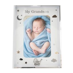 Happy Homewares Grandson Silver Plated 4x6 Frame with Gold & Silver Stars & Clouds - thumbnail 1