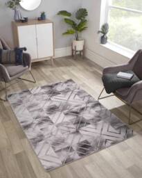 Celebrity Interiors Bianco 196SA Cream/Grey Rug in Cream - Size: 80 cm x 150 cm - thumbnail 2