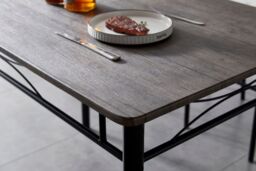 MCC Direct Dining table & 4 chairs Wooden Table Set with Metal Frame Silvia in Brown - thumbnail 3