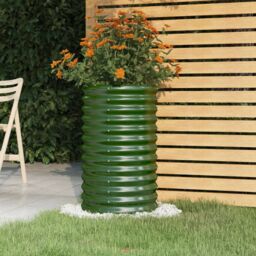 Berkfield Home Garden Planter Powder-coated Steel 40x40x68 cm Green - Size: 40 x 40 x 68 cm