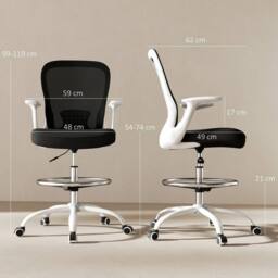 NESTLUNE Mesh Draughtsman Chair, Ergonomic Drafting Chair in Black - Size: 100 cm x 15 cm - thumbnail 2