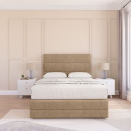 "Sloomy Monaco Bed Base No Drawers 12"" Footboard & 26"" Struts Headboard in Light Brown - Size: Super King" - thumbnail 2