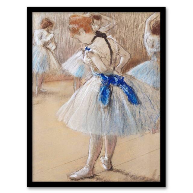 Artery8 Dancer Ballerina Pastel Drawing Degas Vintage Framed Wall Art Print in Beige - Size: A4 - image 1