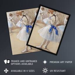 Artery8 Dancer Ballerina Pastel Drawing Degas Vintage Framed Wall Art Print in Beige - Size: A4 - thumbnail 2