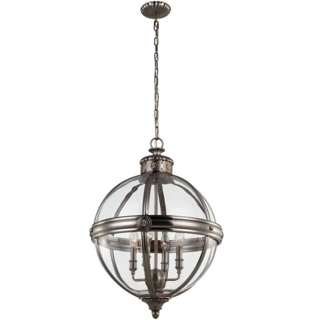 Loops 4 Bulb Chandelier Hanging Pendant LIght Antique Nickel LED E14 60W Bulb in Metallics - image 1