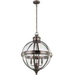 Loops 4 Bulb Chandelier Hanging Pendant LIght Antique Nickel LED E14 60W Bulb in Metallics - thumbnail 1