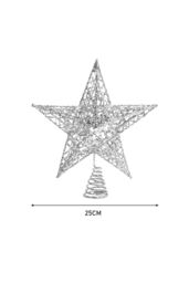 Living and Home 25cm Christmas Tree Topper Silver Glitter Christmas Tree Star with LED Lights - thumbnail 6