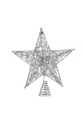 Living and Home 25cm Christmas Tree Topper Silver Glitter Christmas Tree Star with LED Lights - thumbnail 4