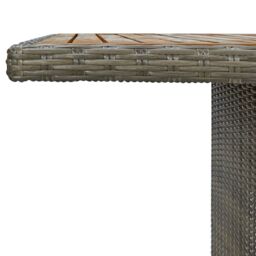 Berkfield Home Garden Table Brown Poly Rattan & Solid Acacia Wood - thumbnail 4