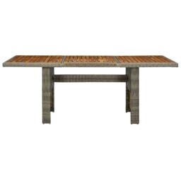 Berkfield Home Garden Table Brown Poly Rattan & Solid Acacia Wood - thumbnail 2