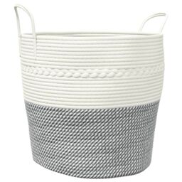 Berkfield Home Storage Basket Grey & White √ò43x38 cm Cotton - Size: 43x38 cm - thumbnail 2