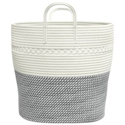 Berkfield Home Storage Basket Grey & White √ò43x38 cm Cotton - Size: 43x38 cm - thumbnail 5
