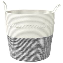 Berkfield Home Storage Basket Grey & White √ò43x38 cm Cotton - Size: 43x38 cm - thumbnail 4