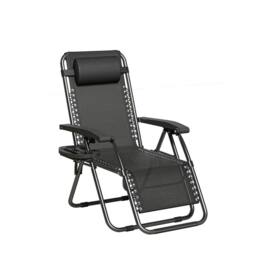 MCC Direct Zero Gravity Garden Recliner Chair Outdoor Sun Lounger in Black