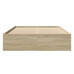 Berkfield Home Bed Frame without Mattress Sonoma Oak 135x190 cm Double Engineered Wood in Brown - thumbnail 5